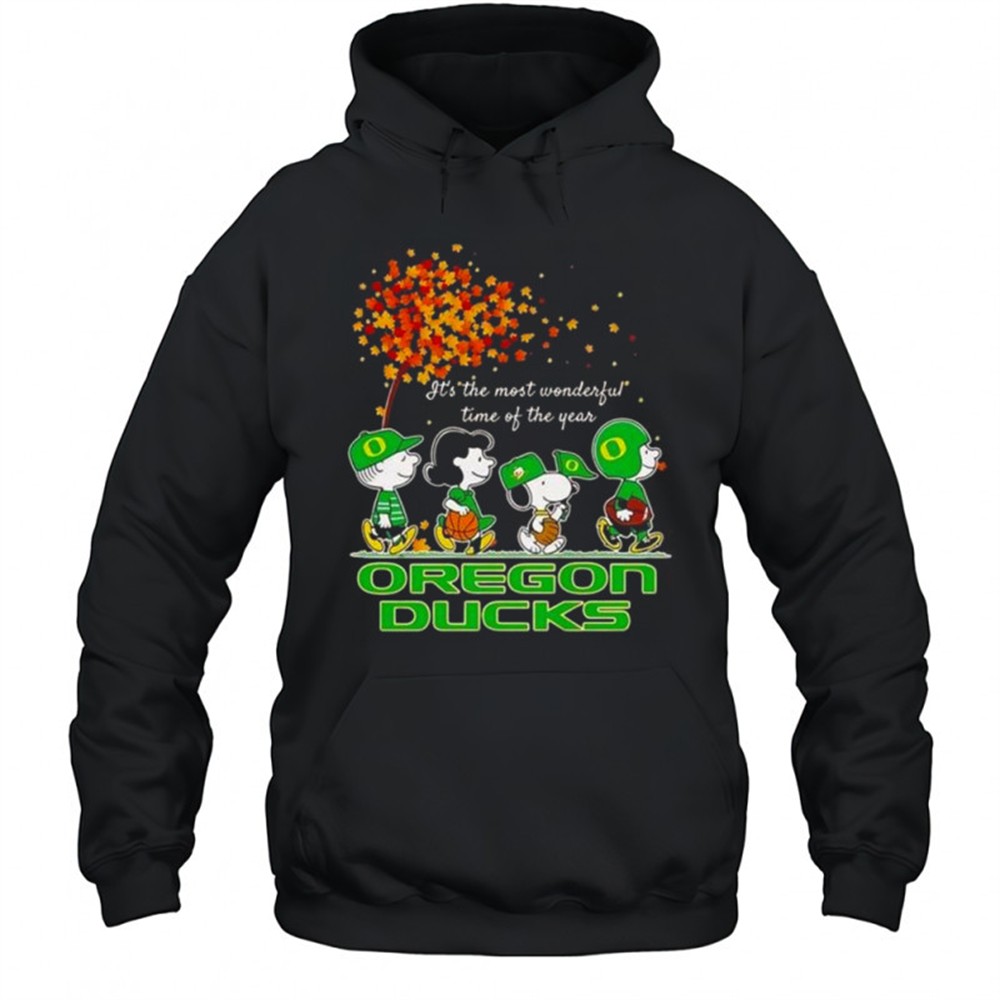 Snoopy And Friends Oregon Ducks Sports Team Its The Most Wonderful Time Of The Year Autumn T-Shirt