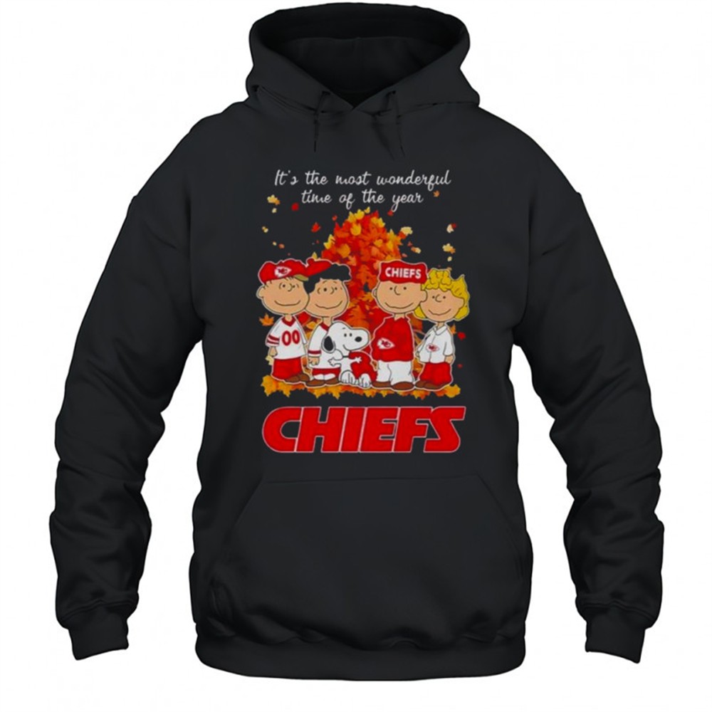 Snoopy And Friends X Kansas City Chiefs Its The Most Wonderful Time Of The Year Autumn T-Shirt