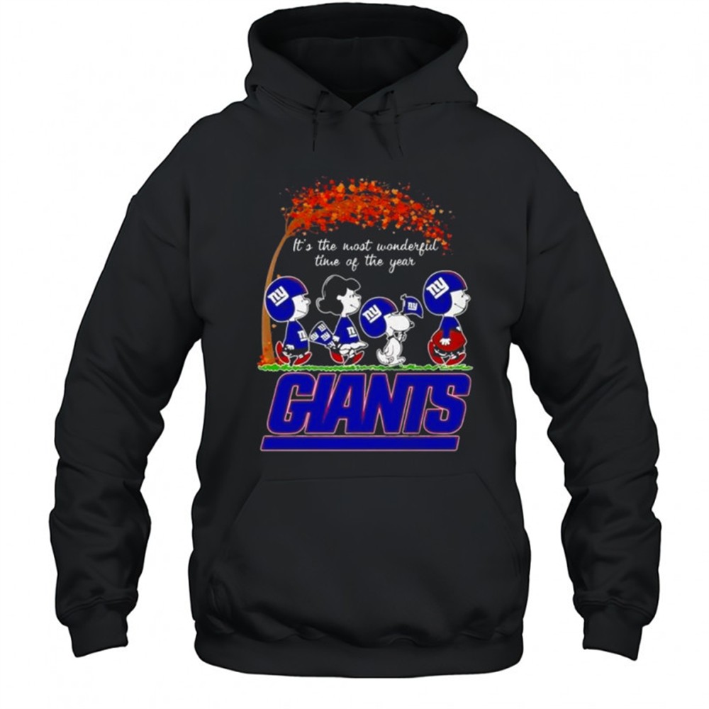 Snoopy And Friends X New York Giants Sports Team Its The Most Wonderful Time Of The Year Autumn T-Shirt