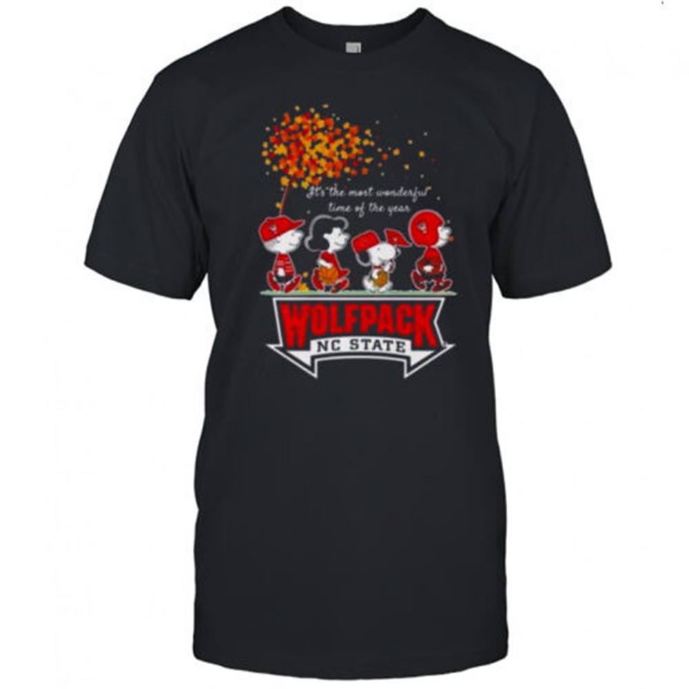 snoopy-and-friends-x-wolfpack-nc-state-sports-team-its-the-most-wonderful-time-o-slsndcbu Snoopy And Friends X Wolfpack NC State Sports Team Its The Most Wonderful Time Of The Year Autumn T-Shirt