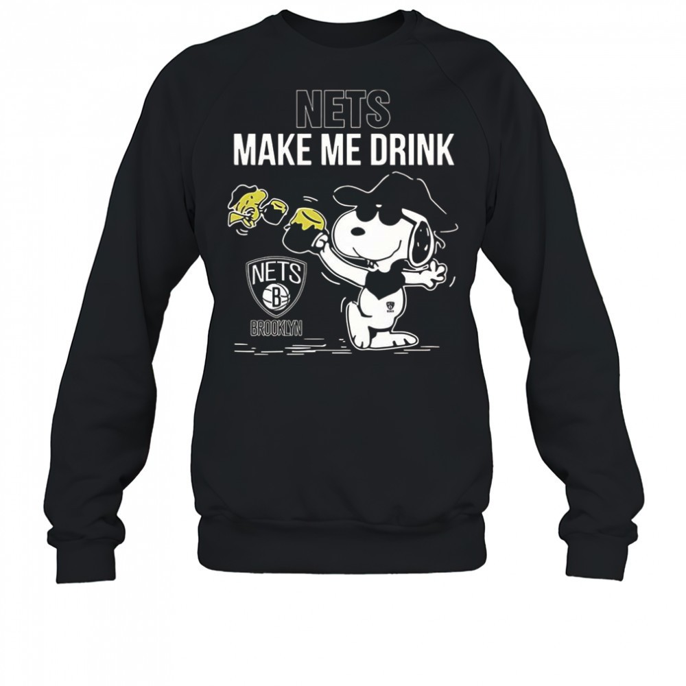 snoopy-and-woodstock-brooklyn-nets-make-me-drink-t-shirt-tkbwkwba Snoopy And Woodstock Brooklyn Nets Make Me Drink T-Shirt
