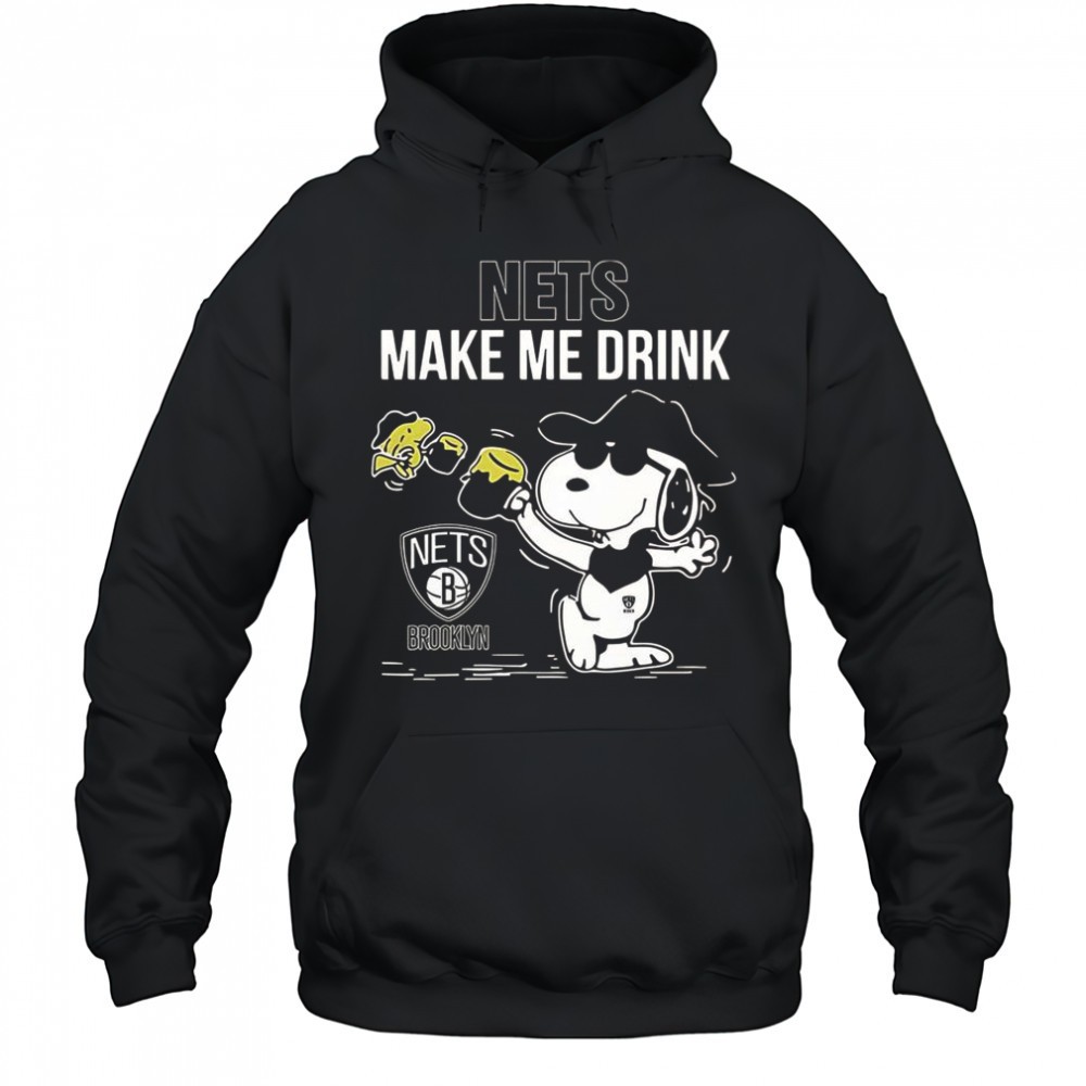 Snoopy And Woodstock Brooklyn Nets Make Me Drink T-Shirt
