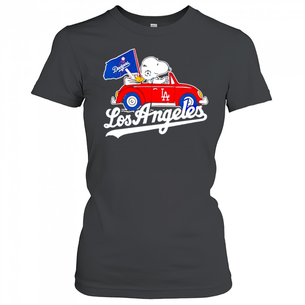 snoopy-and-woodstock-driving-car-los-angeles-dodgers-shirt-82k831hg Snoopy and Woodstock driving car Los Angeles Dodgers shirt