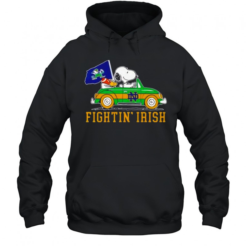 Snoopy And Woodstock Driving Car Notre Dame Fighting Irish T-Shirt