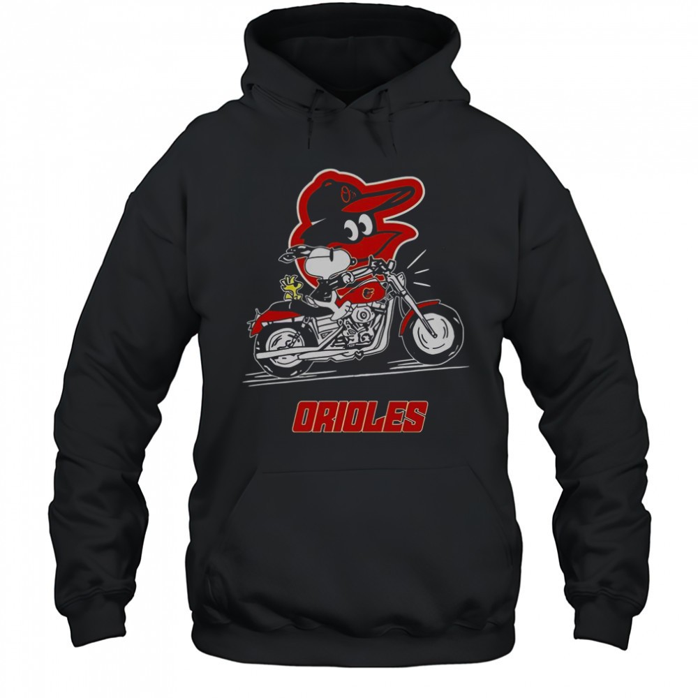 Snoopy And Woodstock Driving Motorbike Baltimore Orioles T-Shirt