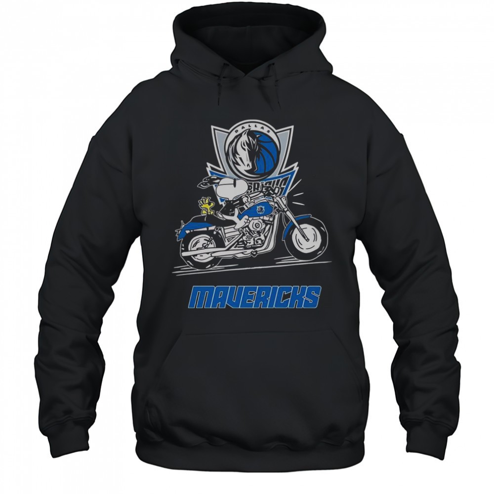 Snoopy And Woodstock Driving Motorbike Dallas Mavericks T-Shirt
