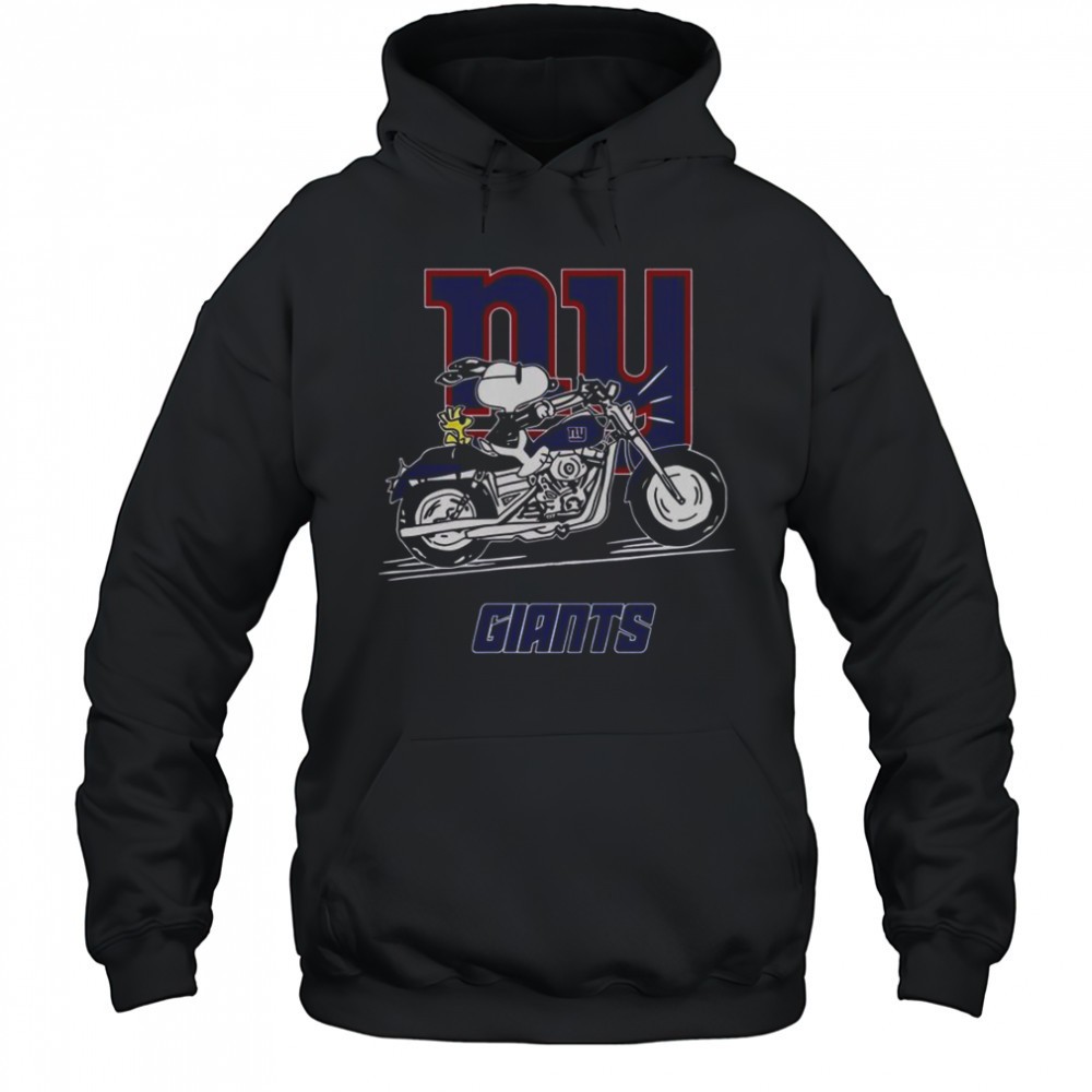 Snoopy And Woodstock Driving Motorbike New York Giants T-Shirt
