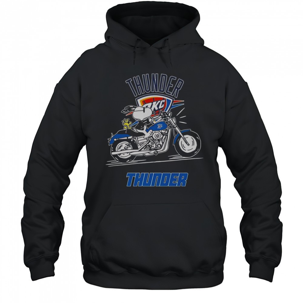 Snoopy And Woodstock Driving Motorbike Oklahoma City Thunder T-Shirt