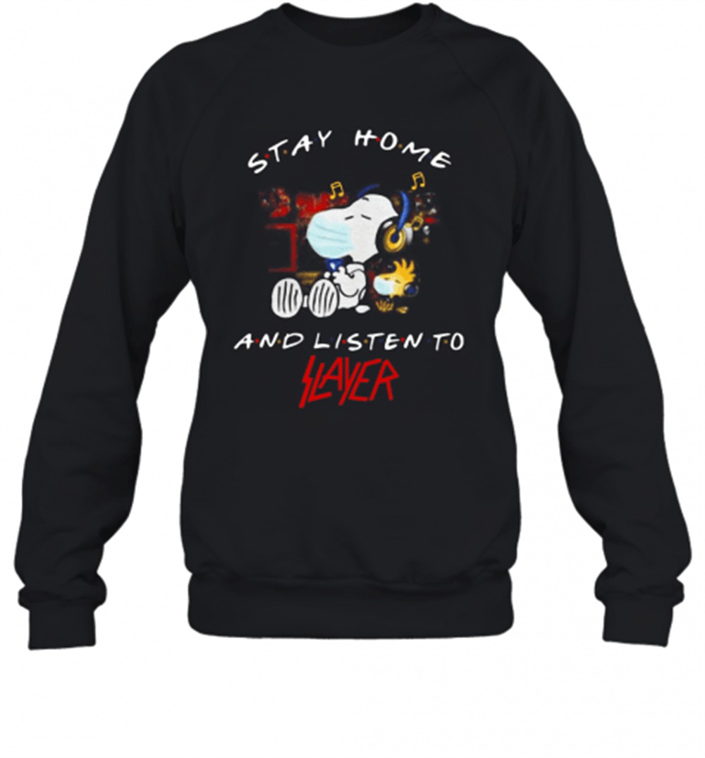 snoopy-and-woodstock-face-mask-stay-home-and-listen-to-slayer-thrash-metal-band-7va2ya6h Snoopy And Woodstock Face Mask Stay Home And Listen To Slayer Thrash Metal Band T-Shirt