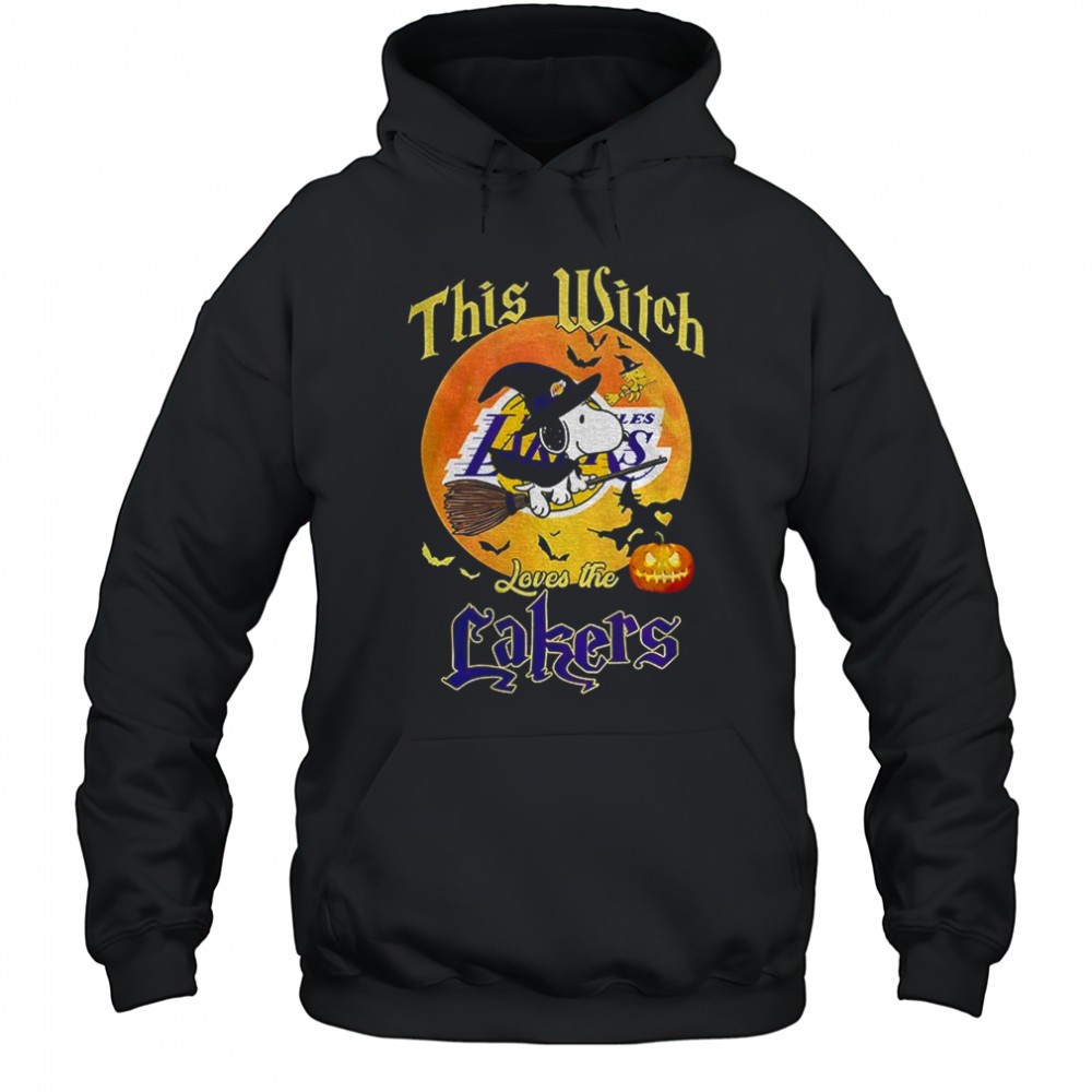Snoopy and Woodstock witches this witch loves the Los Angeles Lakers Halloween shirt