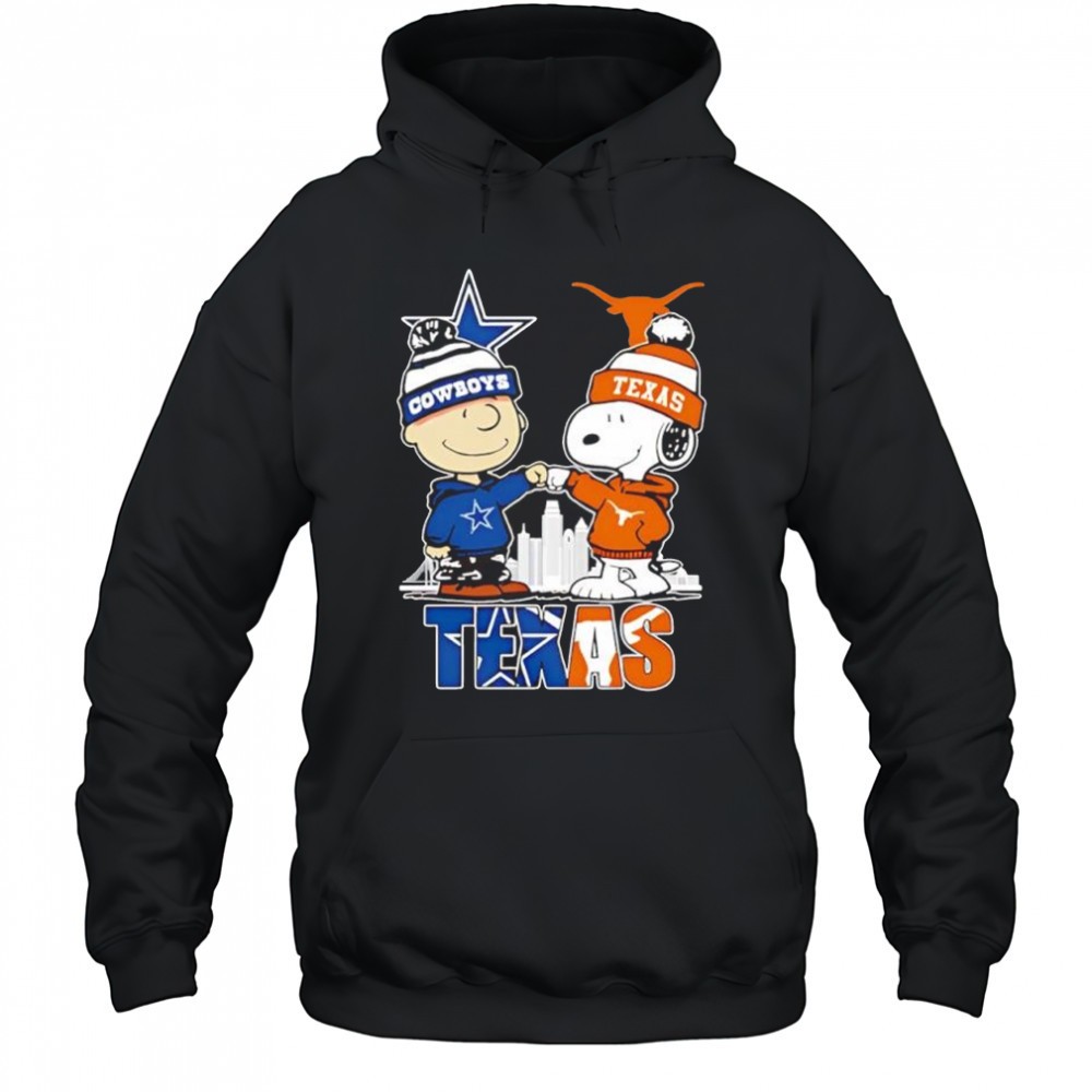 Snoopy & Charlie Brown fist bump Dallas Cowboys x Texas Longhorns shirt