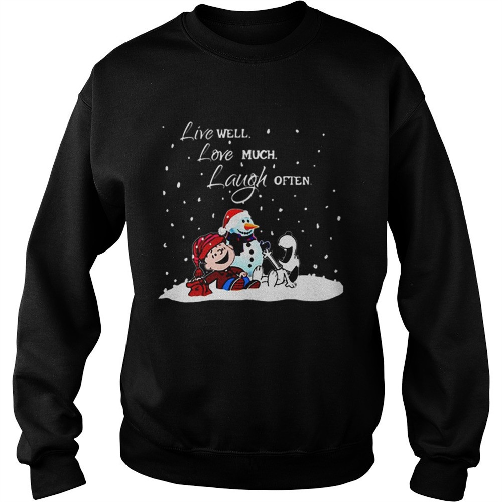 Snoopy Charlie Brown Live well love much laugh often Christmas shirt