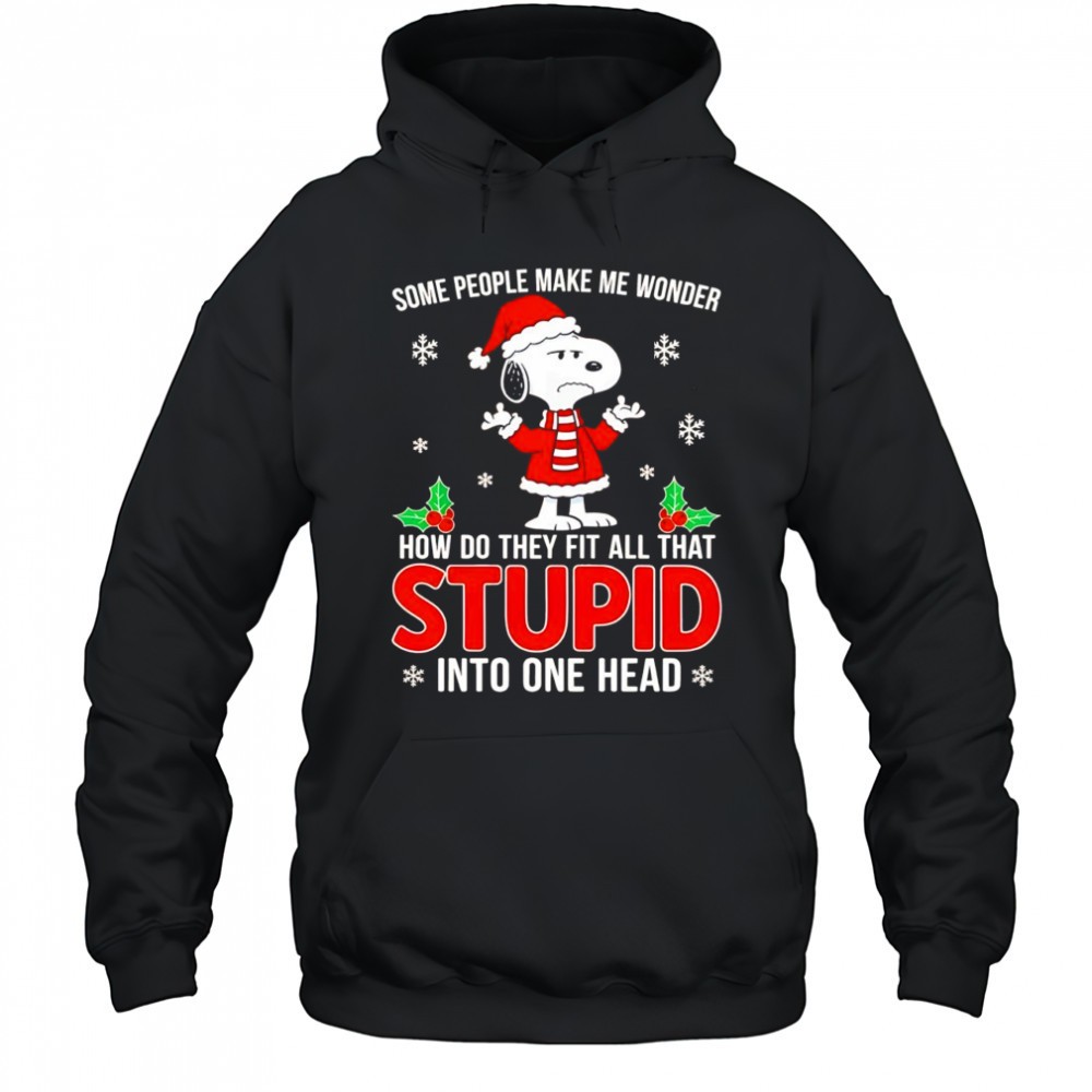 Snoopy Christmas some people make me wonder how do they fit all that stupid into one head shirt