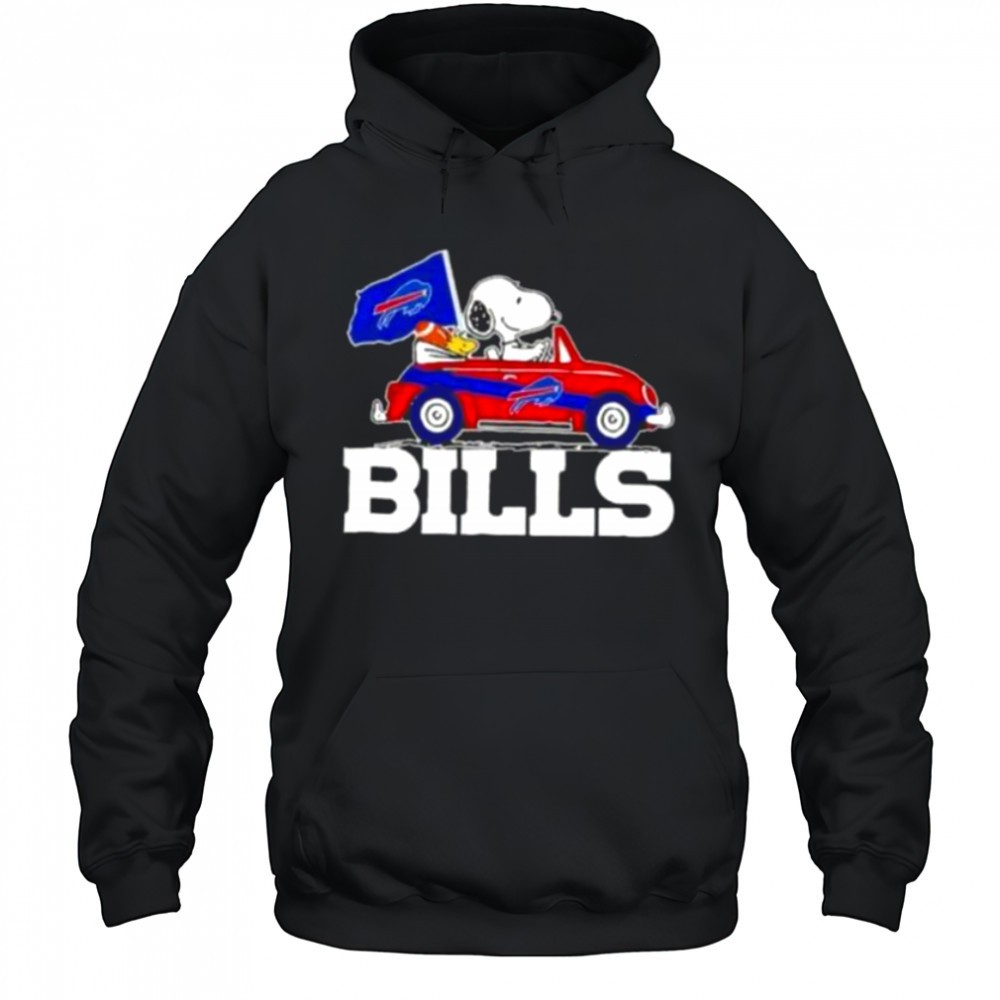 Snoopy driving car Buffalo Bills football shirt