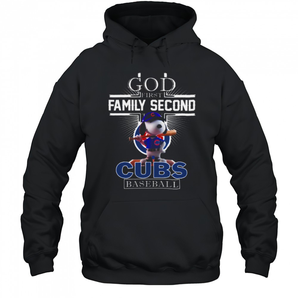 Snoopy God First Family Second Then Chicago Cubs Baseball T Shirt