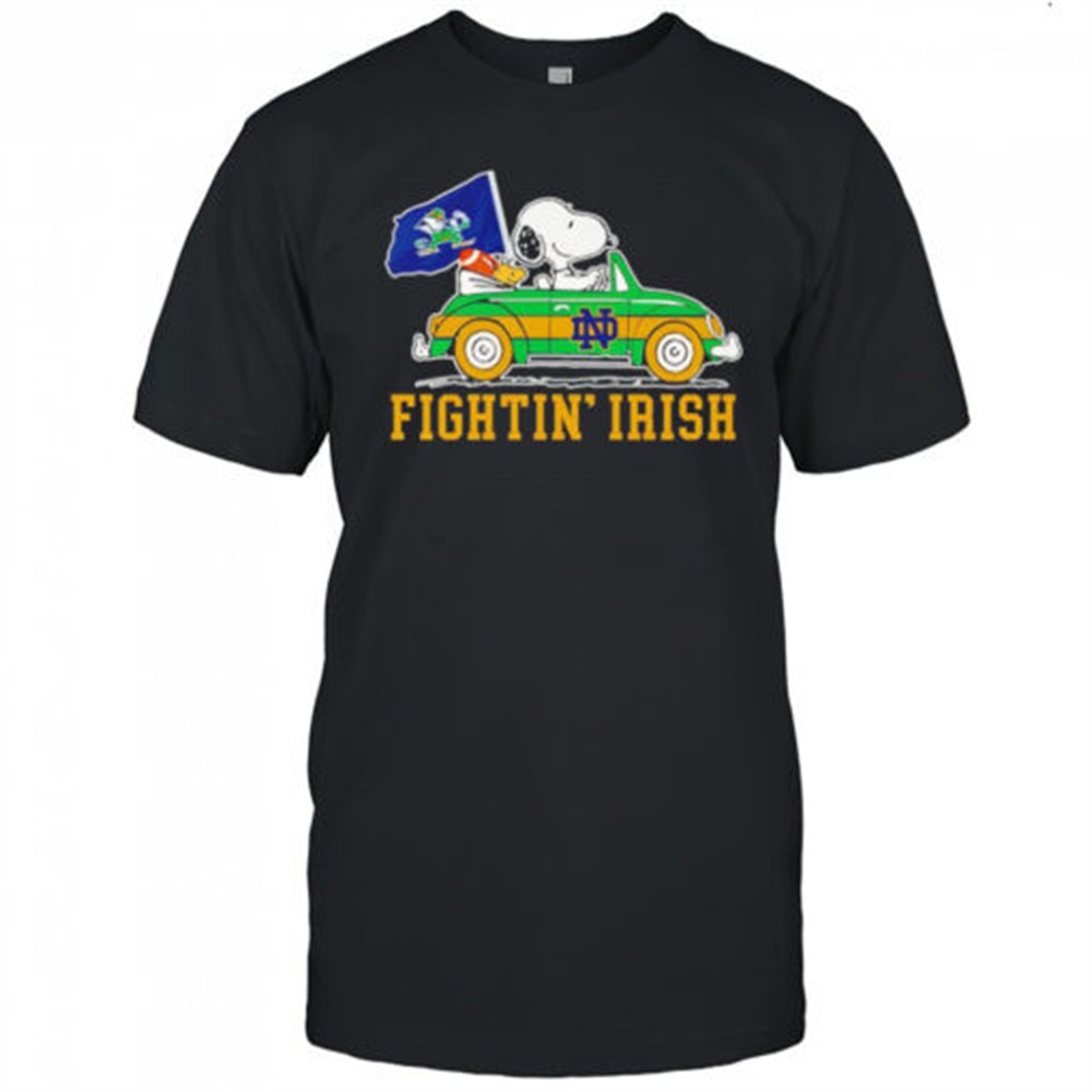snoopy-riding-fightin-irish-car-shirt-3236hsdl Snoopy riding Fightin Irish car shirt