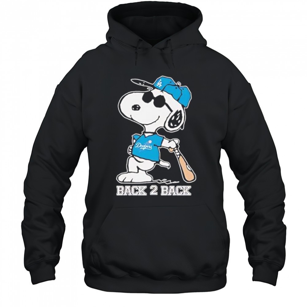 Snoopy wearing Dodgers Back 2 Back pose shirt
