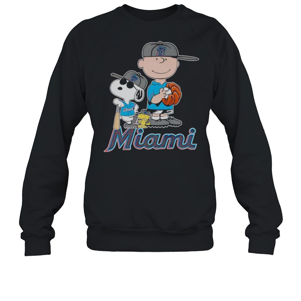 Snoopy Woodstock And Charlie Brown Miami Marlins Shirt