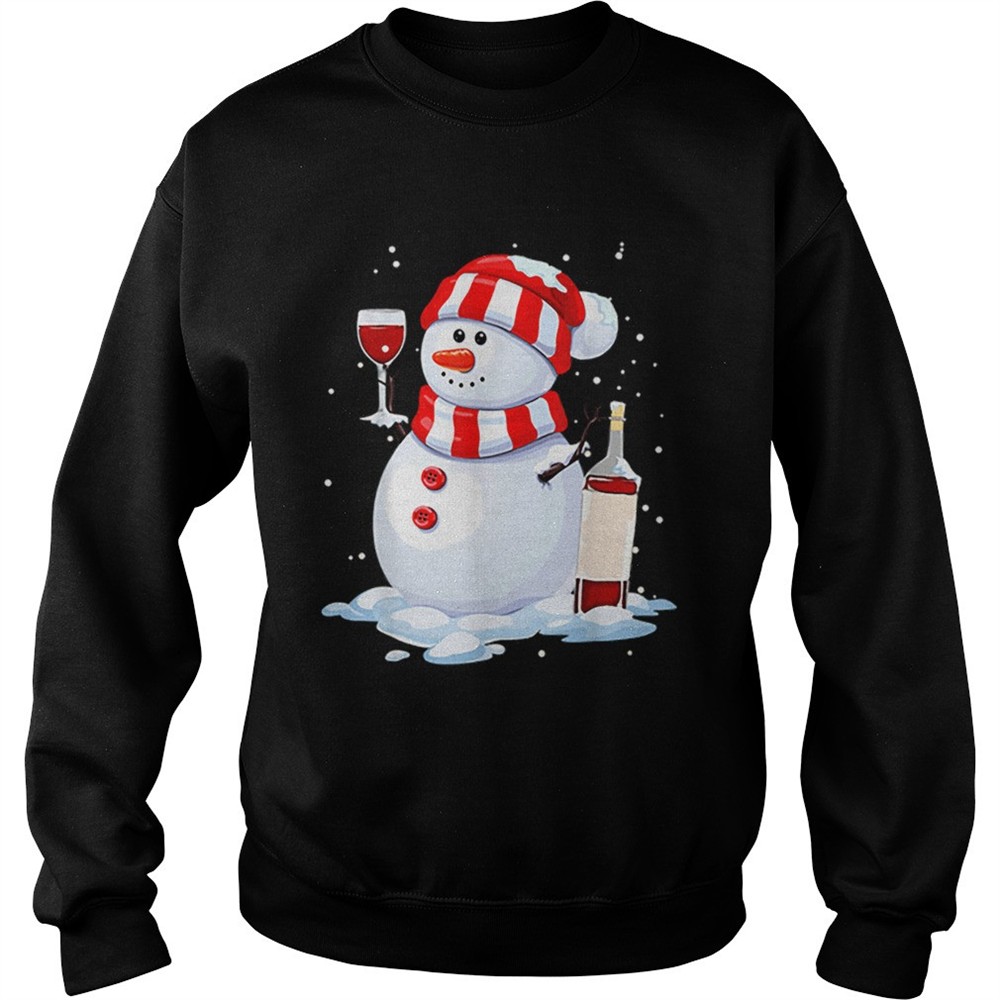 Snowman Drinking Wine Christmas shirt