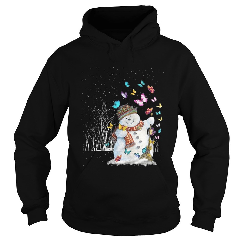 Snowman Winter clean snow Butterfly shirt