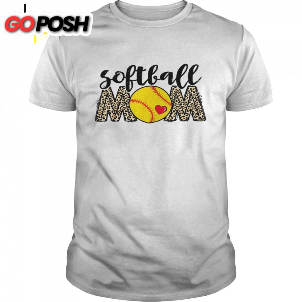 Softball Mom Leopard Baseball Sportss Mothers Day Shirt