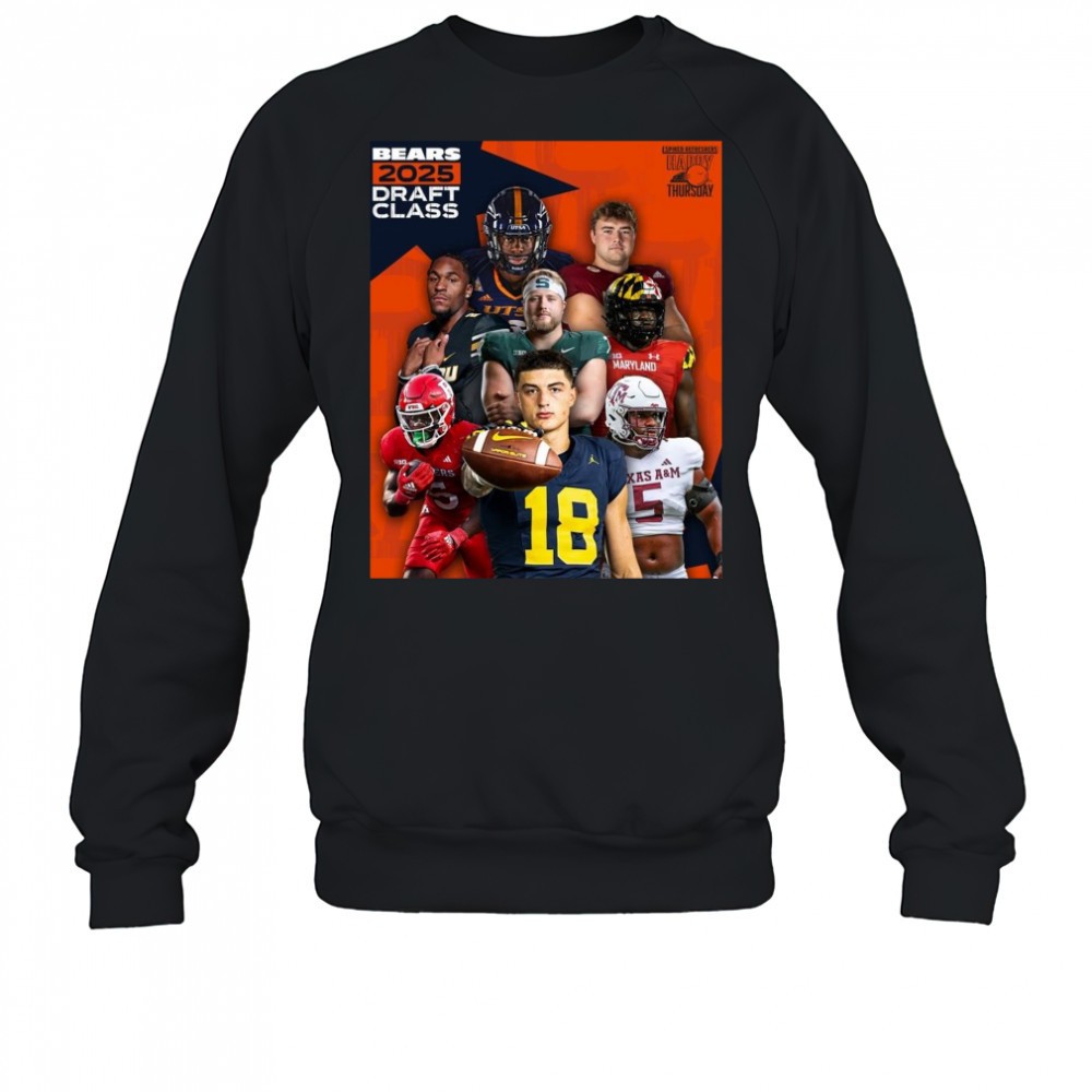 spiked-refreshers-happy-thursday-zahquan-frazier-ozzy-trapilo-luther-burden-lll-vy5d06nm Spiked Refreshers Happy Thursday ZahQuan Frazier Ozzy Trapilo Luther Burden lll Chicago Bears 2025 Draft Class Poster t-shirt