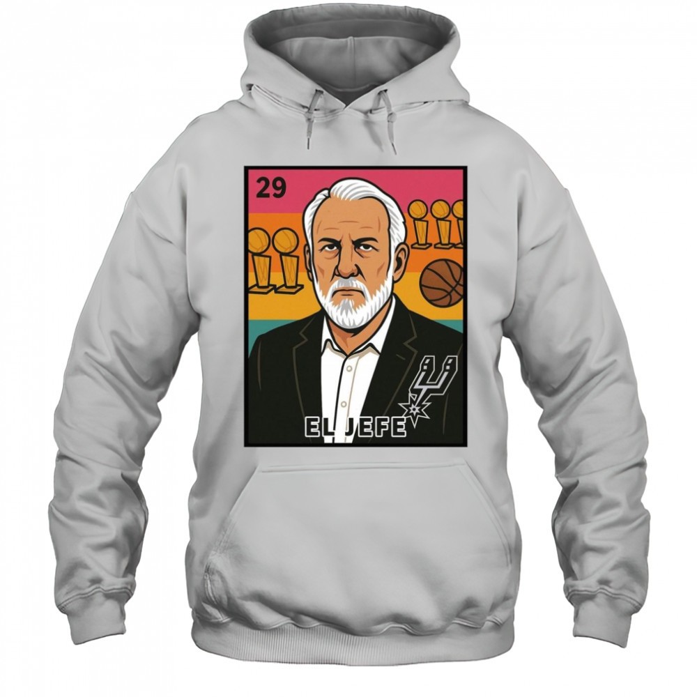 Spurnandez El Jefe Porvida Gregg Popovich San Antonio Spurs Retro Poster t-shirt