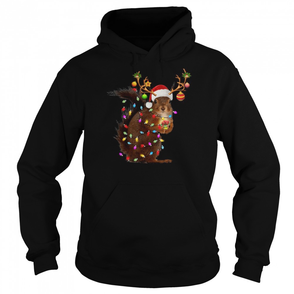 Squirrel Christmas Reindeer Christmas Lights Pajama Shirt