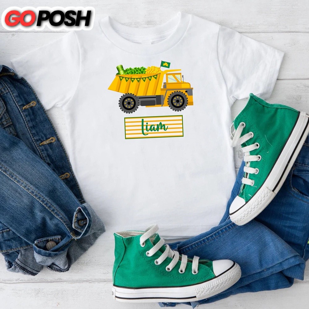 St Patrick Toddler Tee,Boys St Patricks Day Shirt,Personalized St.Patricks Day Gift,Patrick Dump Truck Shirt,Irish Boy Outfit