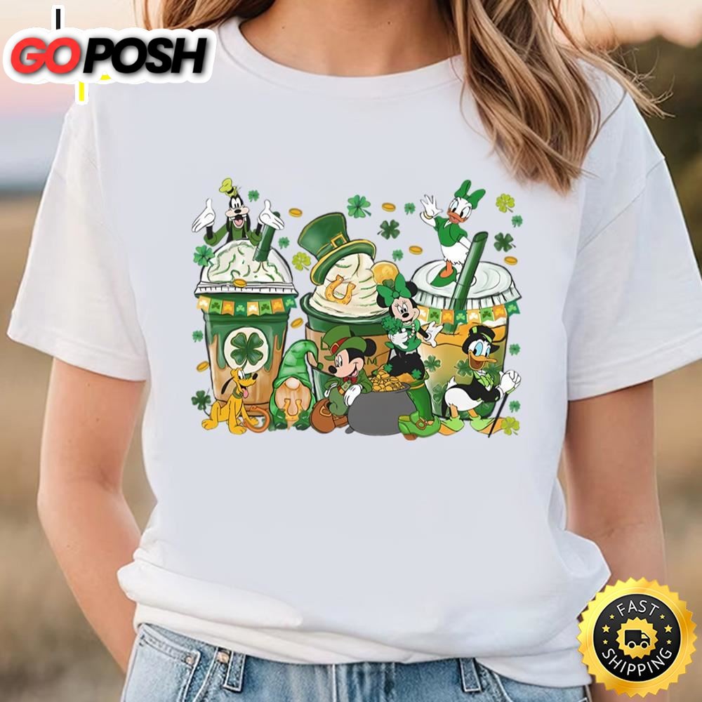 St Patricks Day Coffee Disney Shirt, Mickey Friends Saint Patrick…