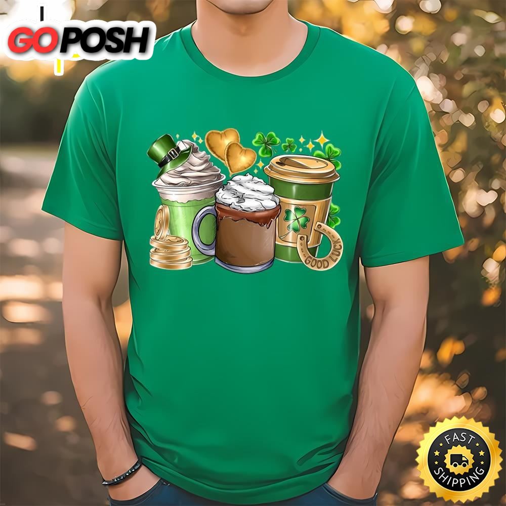 St. Patricks Day Coffee Lucky Shamrock Shirt