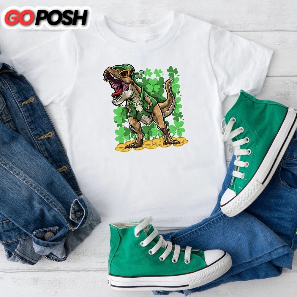 St. Patricks Day Dinosaur Shirt,St Patricks Day Shirt Kids,St Patricks Day Gift for Boys,Dinosaur Shamrock