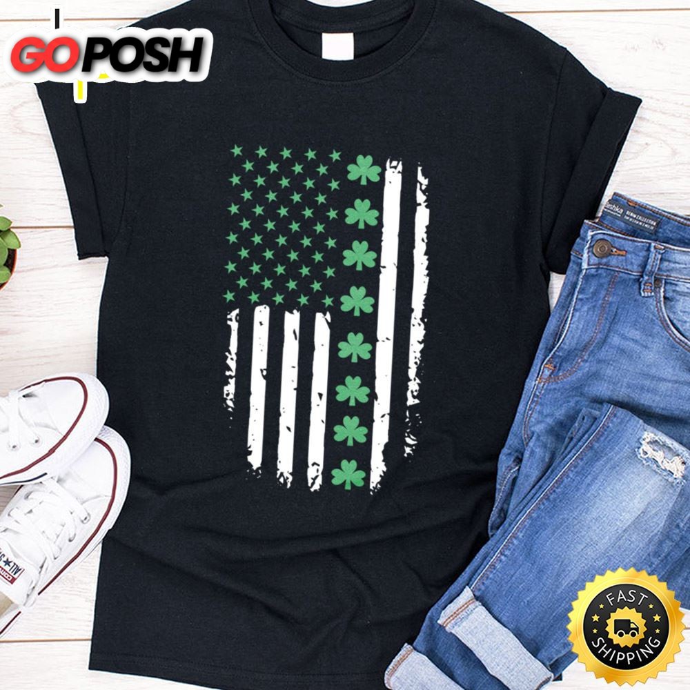 St. Patricks Day Irish American Flag Pattys Day Unisex T-Shirt