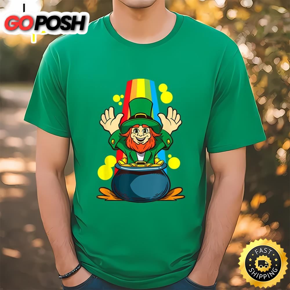 St. Patricks Day Leprechaun And Pot Of Goldcoins T-shirt