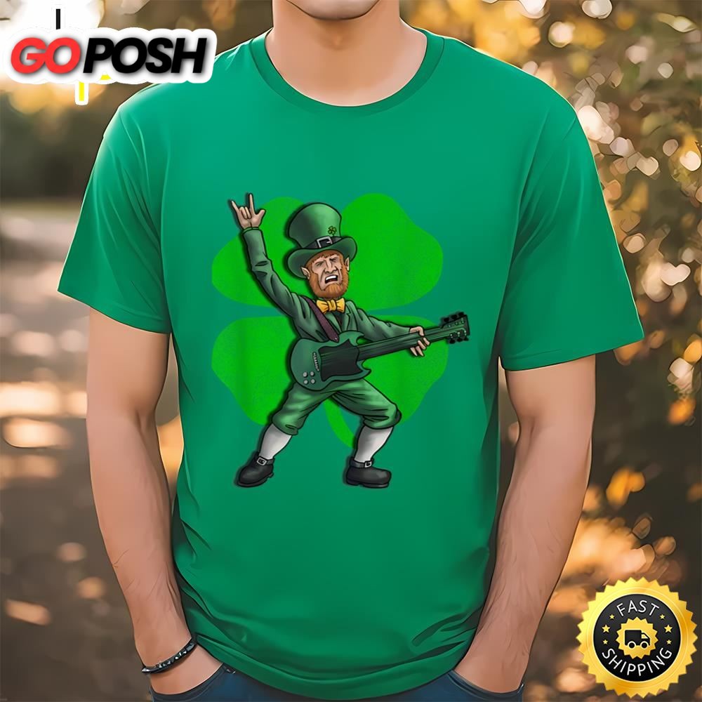 St Patricks Day Rock and Roll Leprechaun Guitar T-Shirt