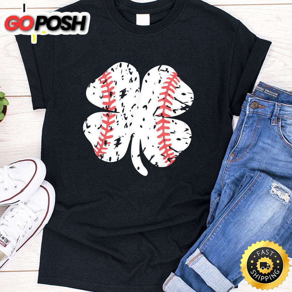 St. Patricks Day Shamrock Baseball Saint Paddys Kids Boys T-Shirt