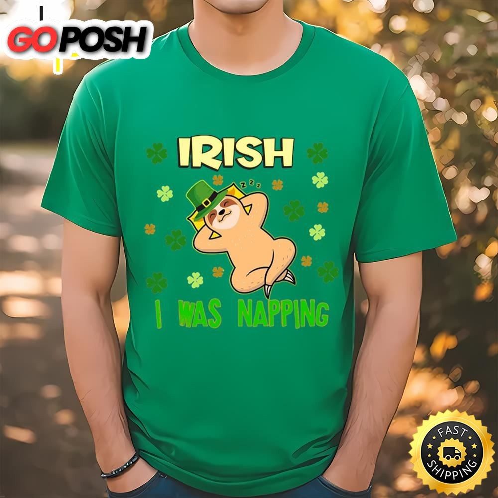 St Patricks Day Sloth Napping Funny Shirt