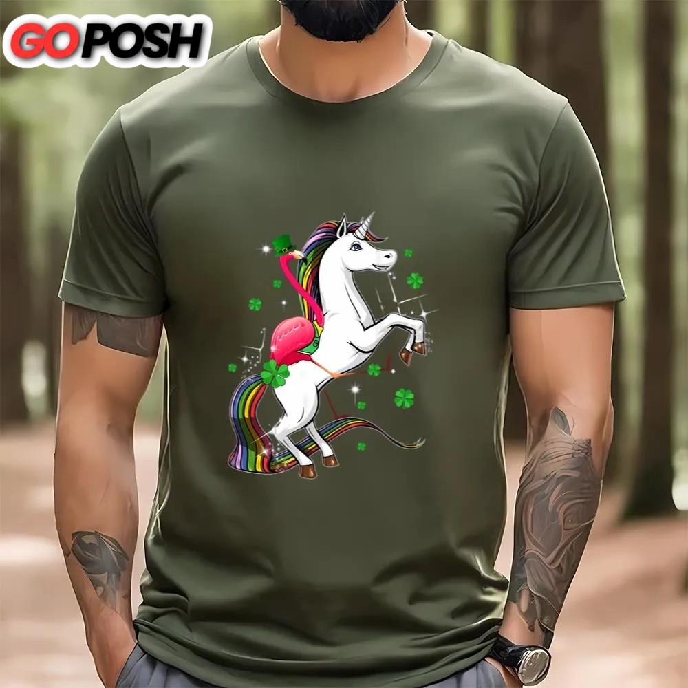 st-patricks-day-t-shirt-flamingo-riding-unicorn-st-patricks-day-irish-t-shirt-bljbiz50 St Patricks Day T Shirt, Flamingo Riding Unicorn St Patricks Day Irish T-Shirt, Funny St Patricks Day Shirts