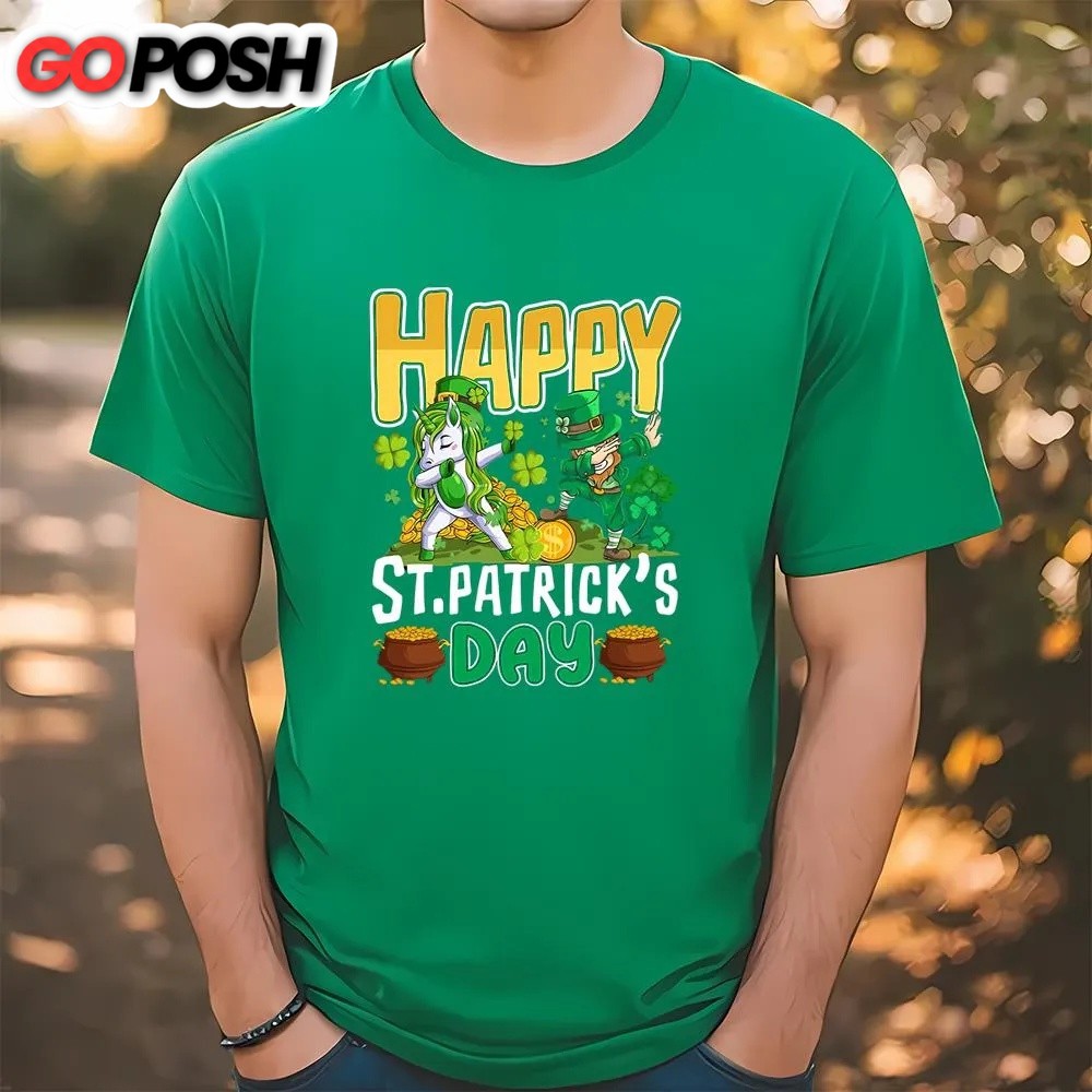 St Patricks Day T Shirt, Happy St Patrick’s Day Unicorn Dab Unisex T-Shirt, Funny St Patricks Day Shirts
