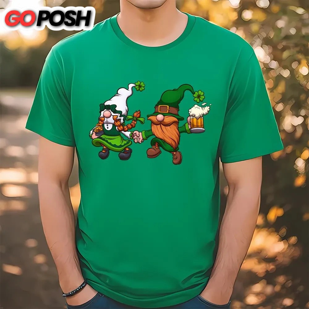 St Patricks Day T Shirt, Hopping St Patrick’s Day Gnomes T-Shirt, Funny St Patricks Day Shirts