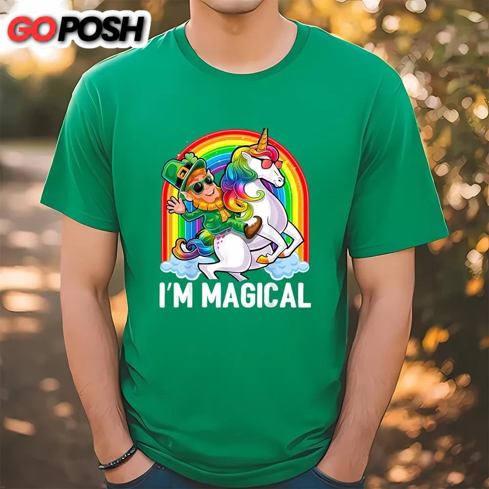 St Patricks Day T Shirt, I’m Magical St Patricks Day Unicorn Leprechaun Shirt, Funny St Patricks Day Shirts