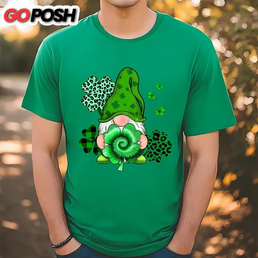 St Patricks Day T Shirt, Irish Shamrock Tie Dye Lucky Gnome Happy St Patrick’s Day T-Shirt, Funny St Patricks Day Shirts