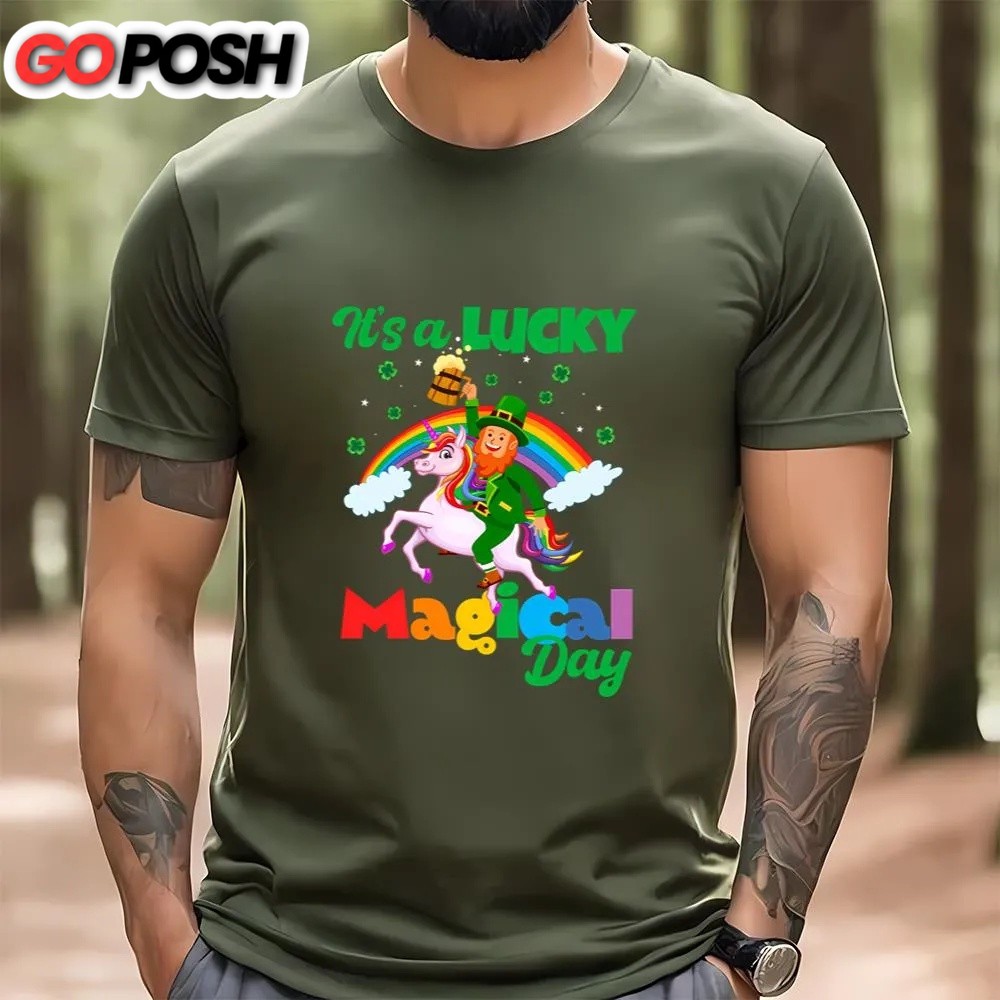 st-patricks-day-t-shirt-its-a-lucky-magical-day-leprechaun-unicorn-rainbow-t-s-3h4395ql St Patricks Day T Shirt, It’s A Lucky Magical Day Leprechaun Unicorn Rainbow T-Shirt, Funny St Patricks Day Shirts