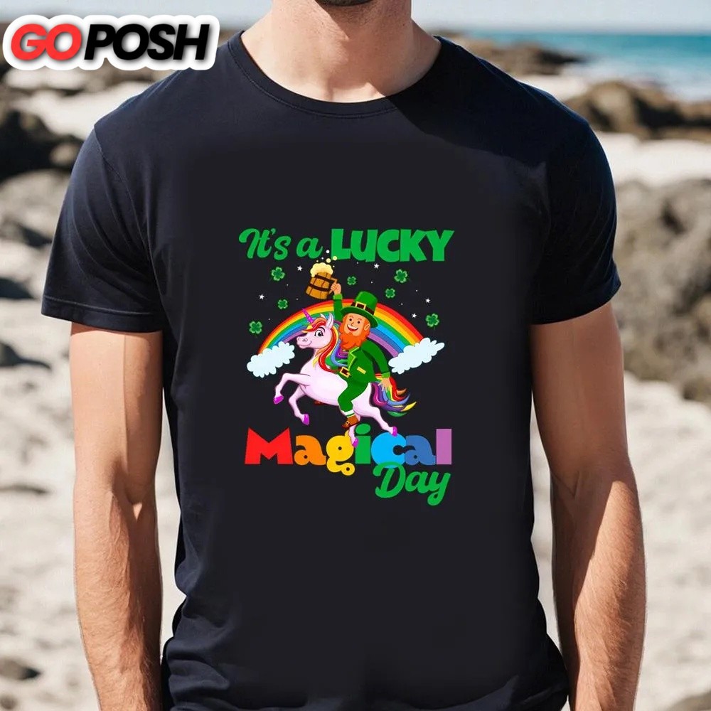st-patricks-day-t-shirt-its-a-lucky-magical-day-leprechaun-unicorn-rainbow-t-s-3h4395ql St Patricks Day T Shirt, It’s A Lucky Magical Day Leprechaun Unicorn Rainbow T-Shirt, Funny St Patricks Day Shirts
