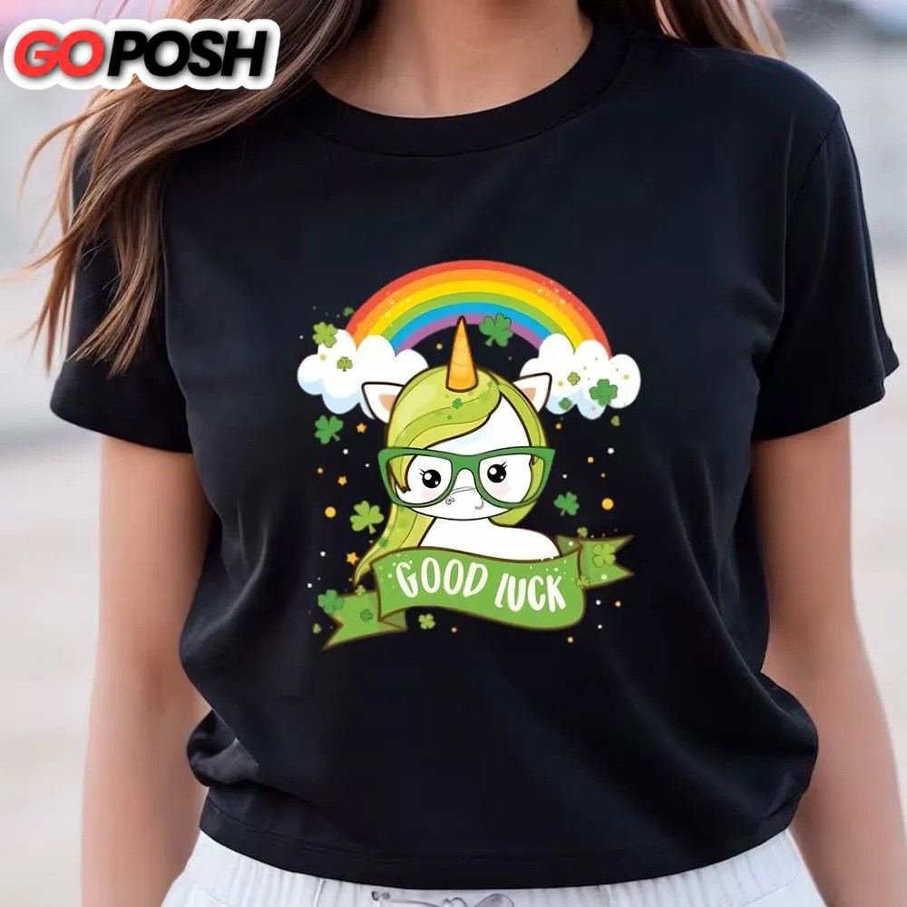 st-patricks-day-t-shirt-kawaii-good-luck-rainbow-st-patricks-day-unicorn-t-shir-jo6hfc7h St Patricks Day T Shirt, Kawaii Good Luck Rainbow St Patricks Day Unicorn T-Shirt, Funny St Patricks Day Shirts