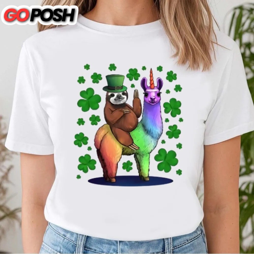 st-patricks-day-t-shirt-leprechaun-sloth-riding-llama-unicorn-st-patricks-day-t-6p0rpyp3 St Patricks Day T Shirt, Leprechaun Sloth Riding Llama Unicorn St Patricks Day T-Shirt, Funny St Patricks Day Shirts