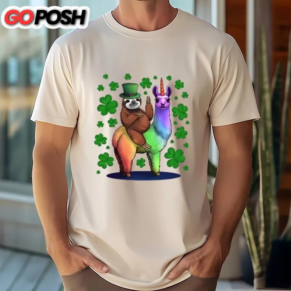 st-patricks-day-t-shirt-leprechaun-sloth-riding-llama-unicorn-st-patricks-day-t-6p0rpyp3 St Patricks Day T Shirt, Leprechaun Sloth Riding Llama Unicorn St Patricks Day T-Shirt, Funny St Patricks Day Shirts