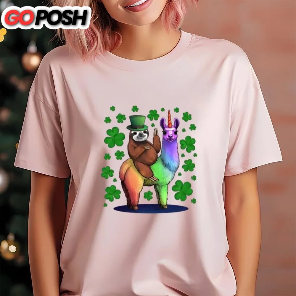 st-patricks-day-t-shirt-leprechaun-sloth-riding-llama-unicorn-st-patricks-day-t-6p0rpyp3 St Patricks Day T Shirt, Leprechaun Sloth Riding Llama Unicorn St Patricks Day T-Shirt, Funny St Patricks Day Shirts