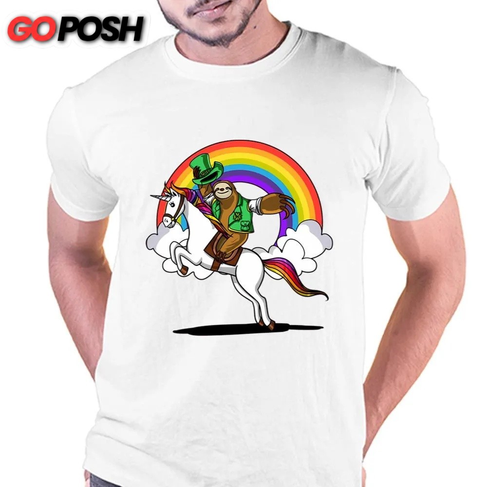 St Patricks Day T Shirt, Leprechaun Sloth Riding Unicorn St Patricks Day Irish T-Shirt, Funny St Patricks Day Shirts