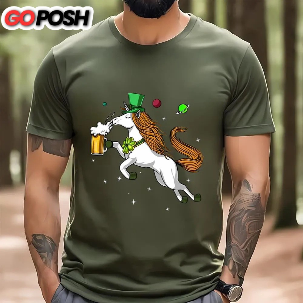 st-patricks-day-t-shirt-leprechaun-unicorn-st-patricks-day-beer-irish-party-t-s-hw9hetol St Patricks Day T Shirt, Leprechaun Unicorn St Patricks Day Beer Irish Party T-Shirt, Funny St Patricks Day Shirts